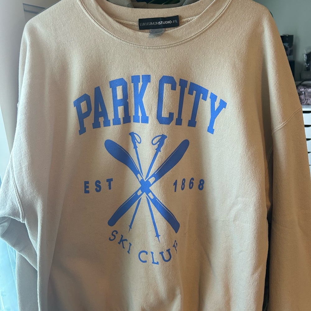 Park City Ski Club Beige and Blue Sweater
